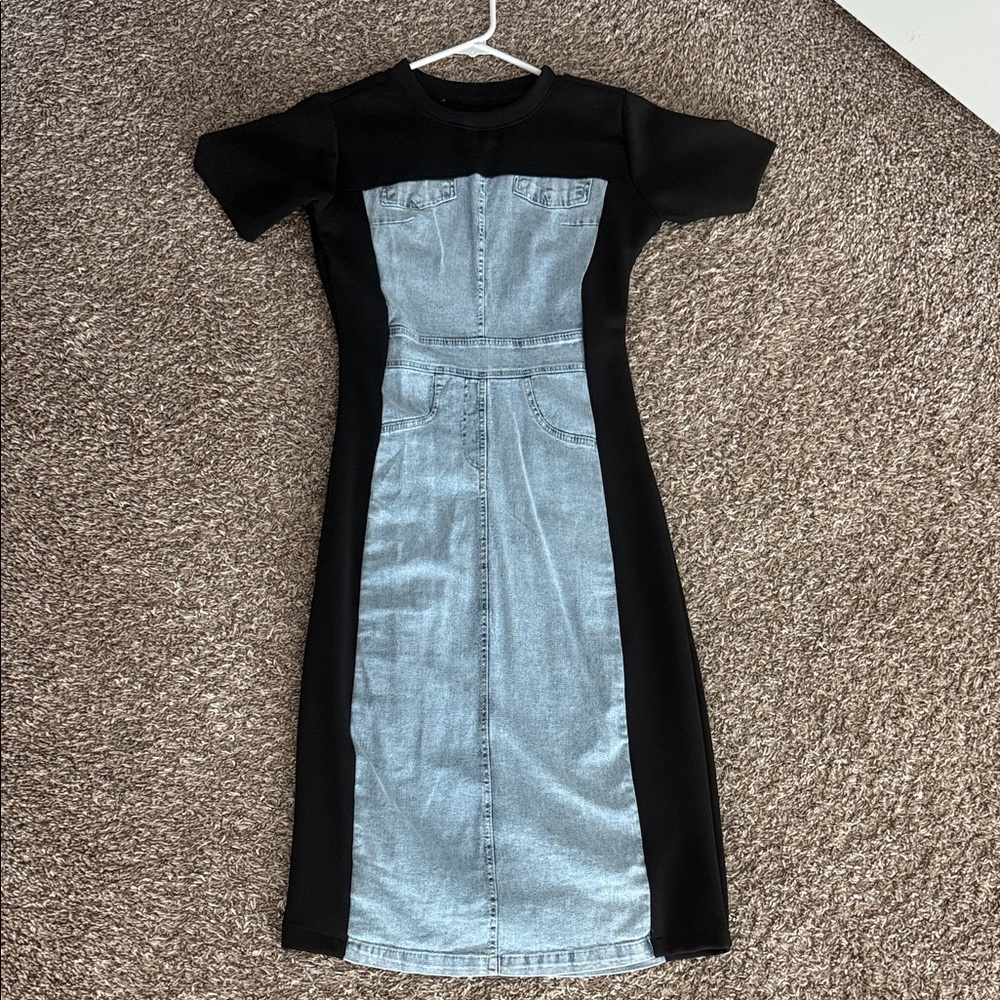 Stylish Black and Blue Denim Dress